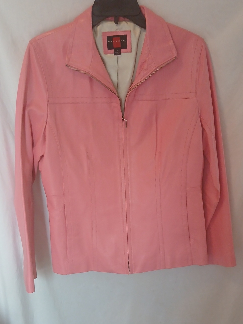 Gallery Pink Leather Zip-Front Jacket(SEE VIDEO!)